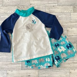 Elephant swim trunks and rash guard